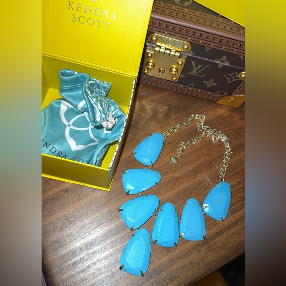 Kendra Scott Blue Bib Necklace with Turquoise Stones